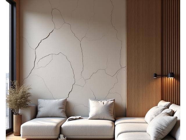 Texturi de materiale acustice decorative, integrate estetic într-un perete modern, accentuând funcționalitatea și designul organic.